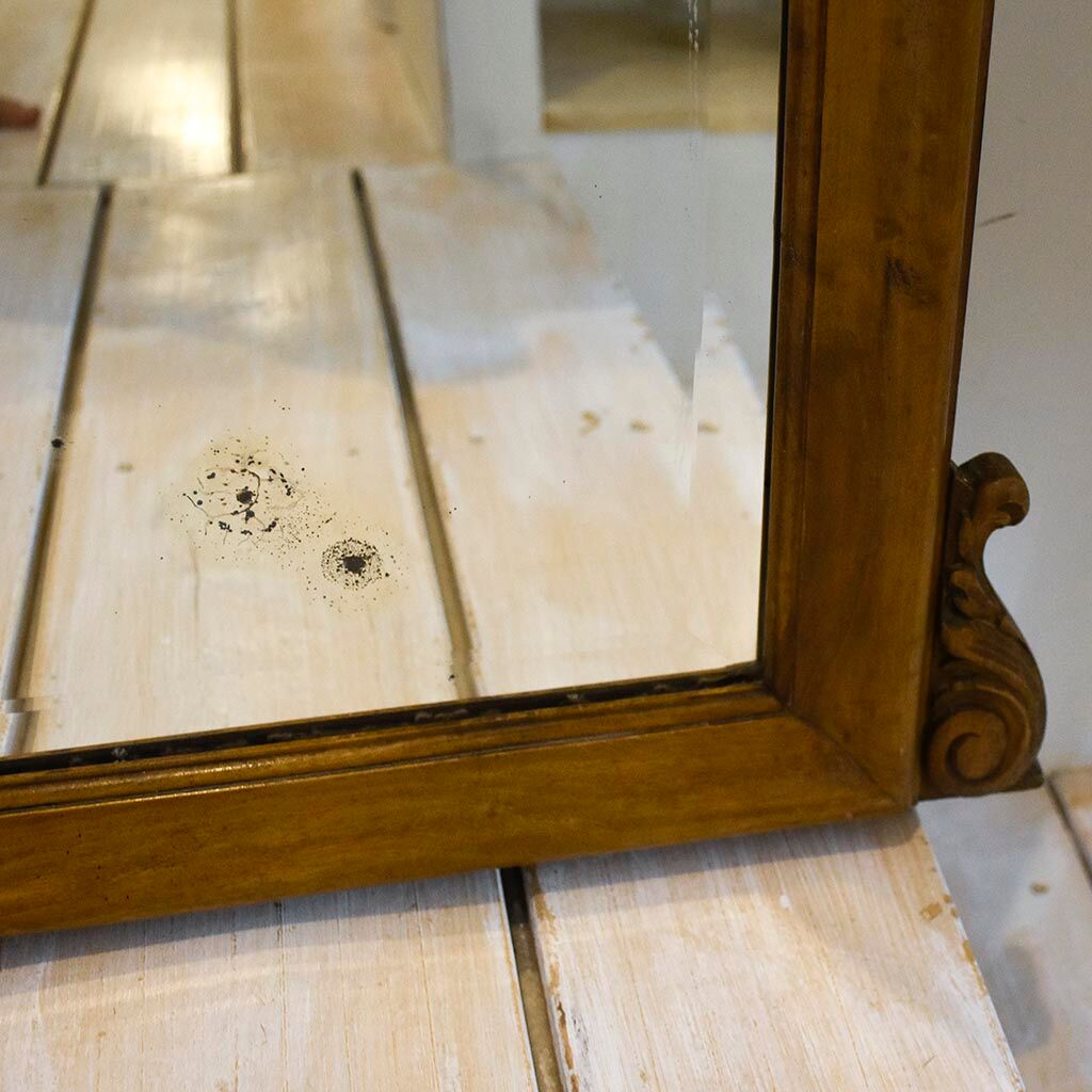 Mirror of fireplace rockery in wood pediment carved old vintage walnut 125 x 86 cm