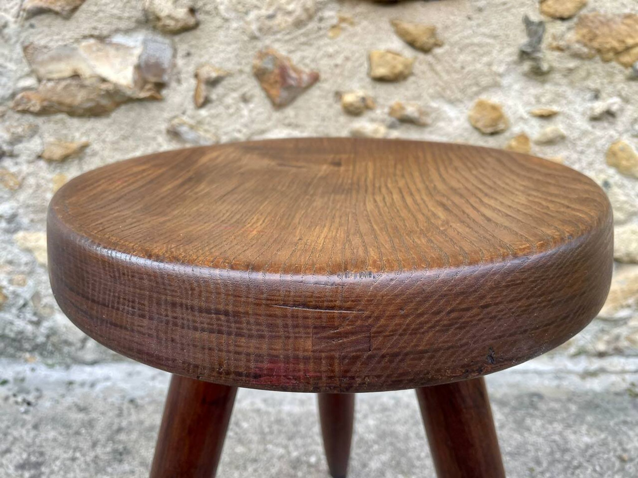Vintage "Berger" stool, tall, in ash, Charlotte Perriand, 1950s