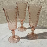 Set of 3 pink Champagne flutes Rosaline 1970