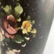 Napoleon III waste paper basket in black sheet metal and painted flowers, 19th century