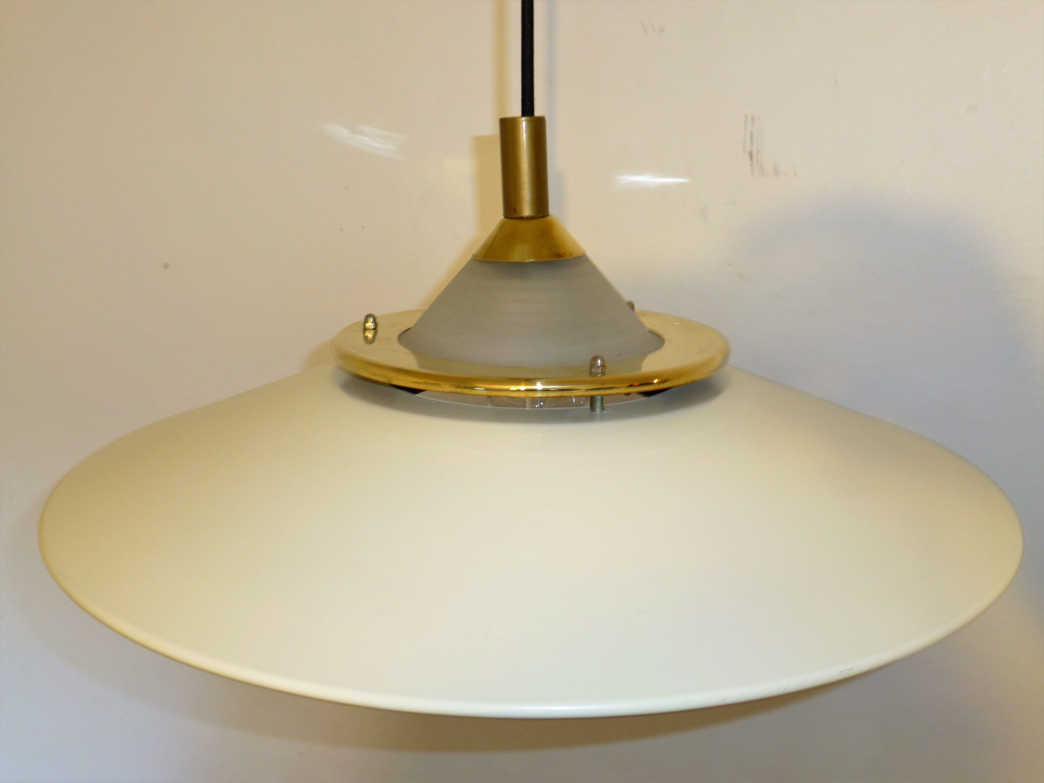 Metal and glass hanging lamp dating from the 1960s