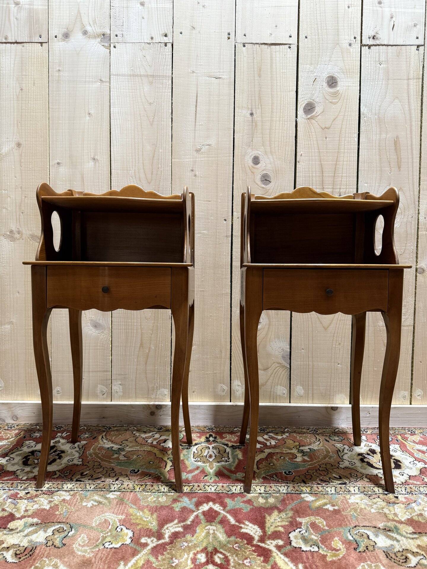 Pair of Louis XV style cherrywood bedside tables