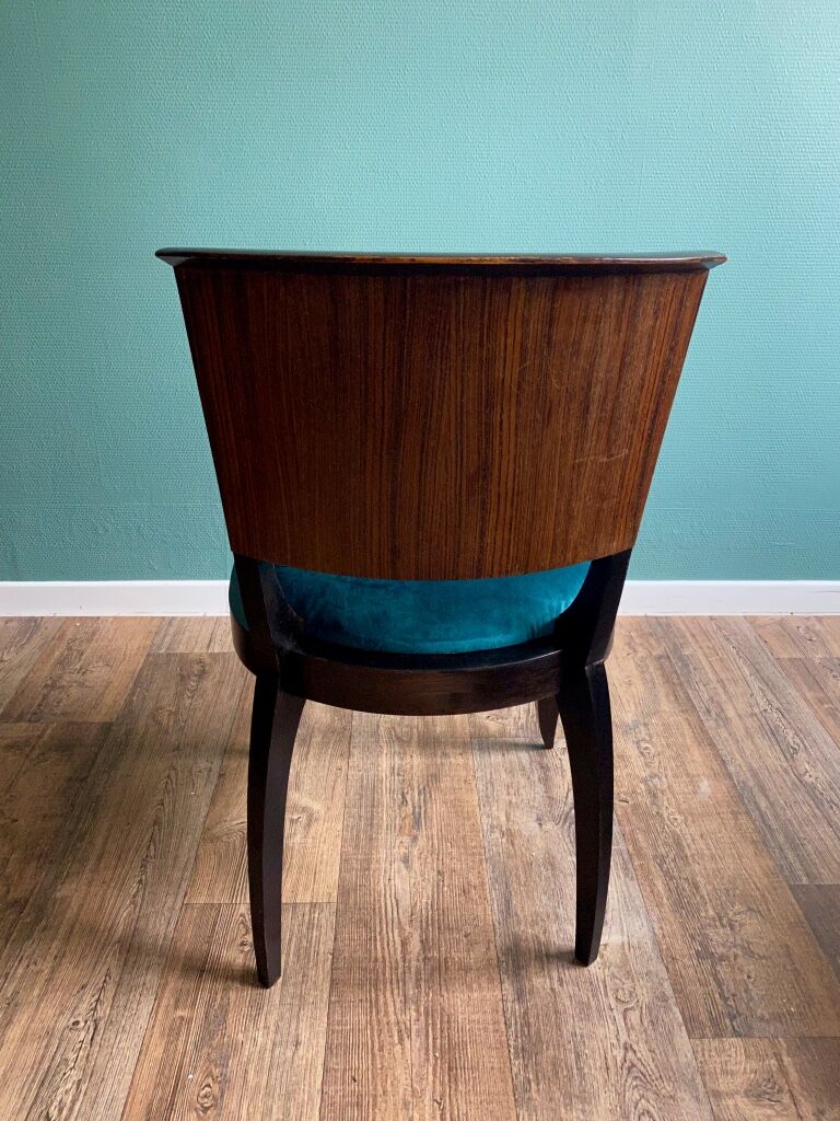 Suite of 6 Art Deco 1935 Macassar ebony chairs restored seats