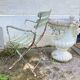 Large 19th century foldable garden armchair in wrought iron and wood