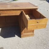 Old wooden administration office with sliding shelf