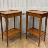 Pair of small side tables in cherry wood.