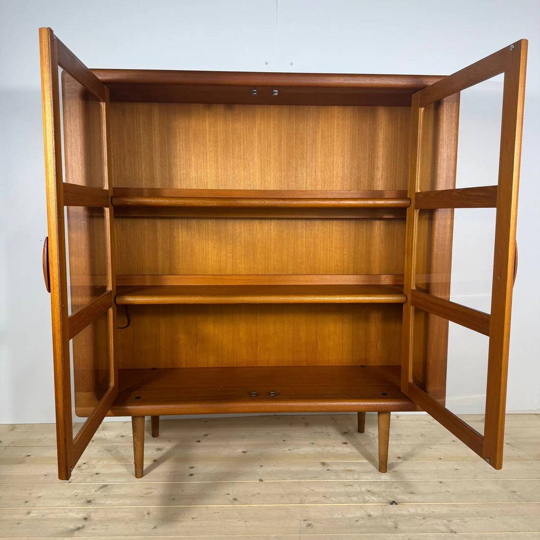 Teak bookcase with glass doors, Denmark 1960
