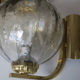 Paire d'appliques vintage doubles en laiton et verre, 1970