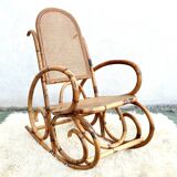 Rocking-chair canned in bamboo design 1960s