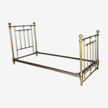 BRASS BED ONE PLACE 1900 PATINA DOREE