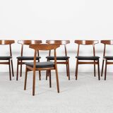 Midcentury Danish set of 6 dining chairs in rosewood by Henning Kjaernulf for Bruno Hansen 1960s