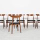 Midcentury Danish set of 6 dining chairs in rosewood by Henning Kjaernulf for Bruno Hansen 1960s