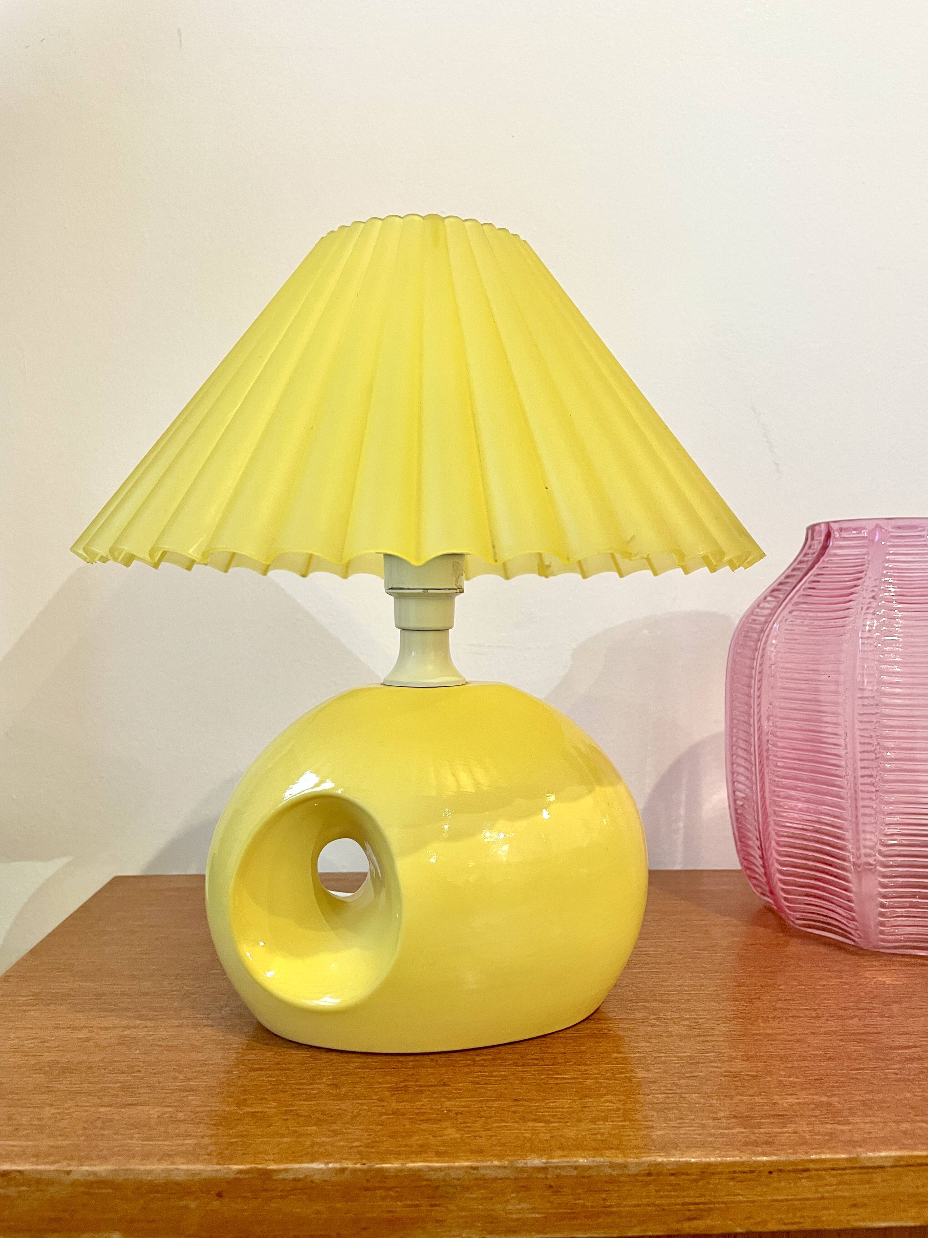 Yellow ceramic lamp organic shape