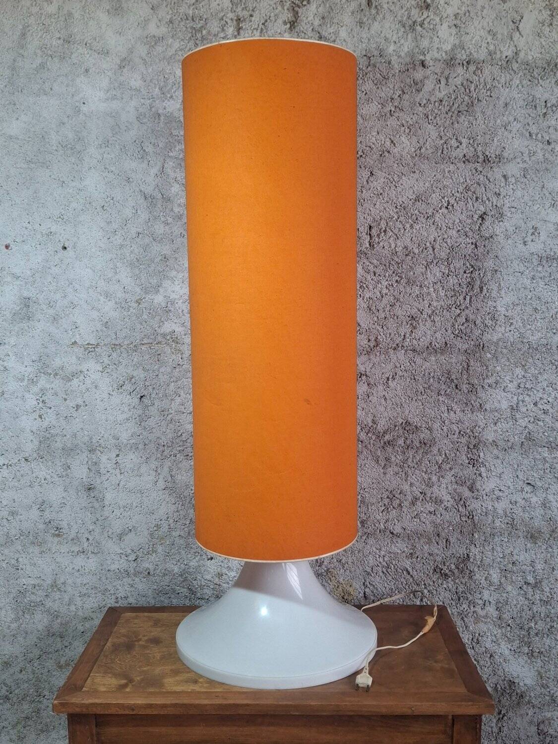 Lampadaire XXL Space Age années 70 – Abat-jour orange géant 110 cm