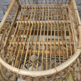 Bamboo and rattan bar cart, 1950