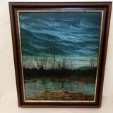 Old painting "Marécage" signed LANCI