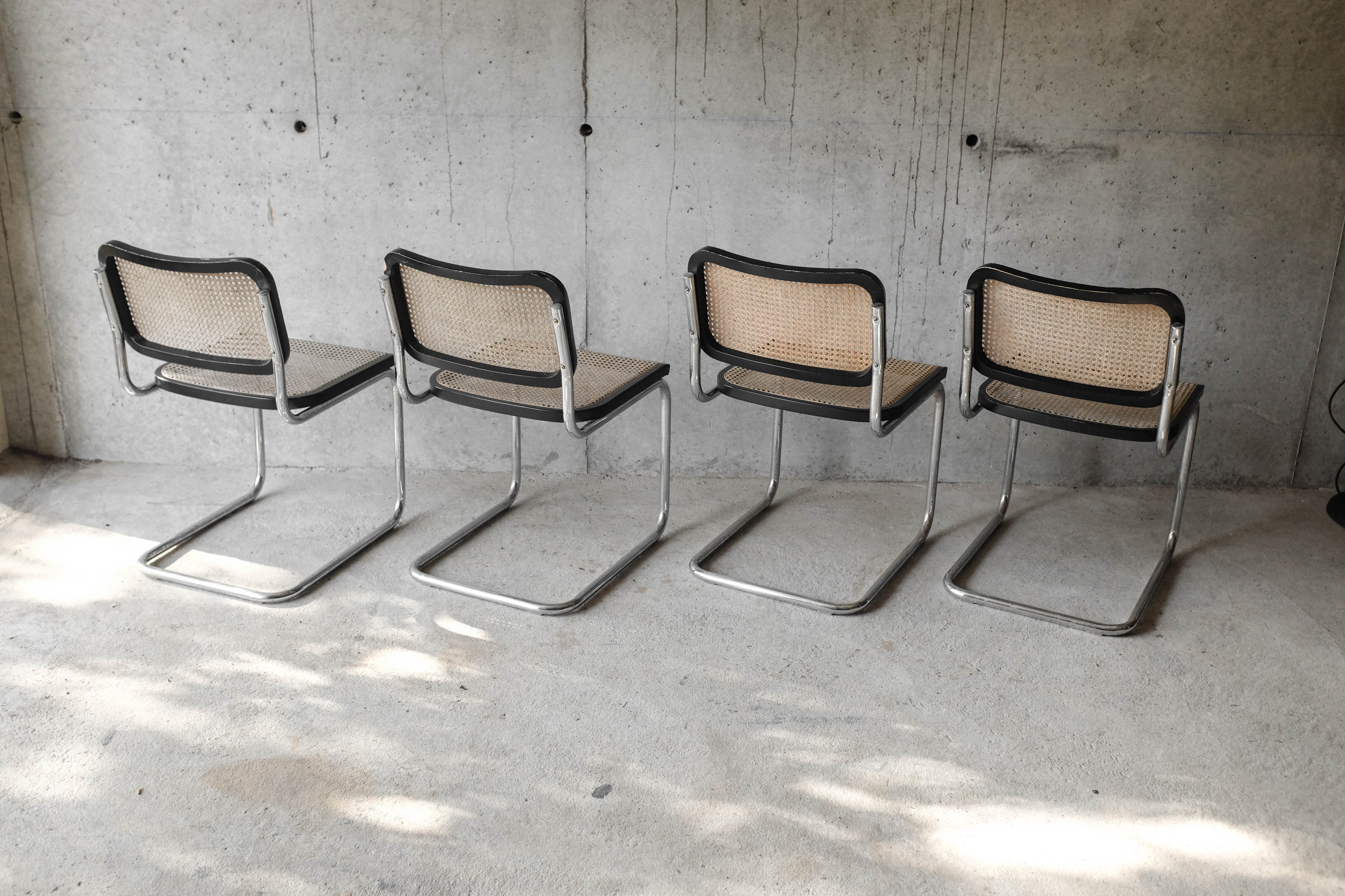 Set of 4 black cesca B32 chairs by Marcel Breuer