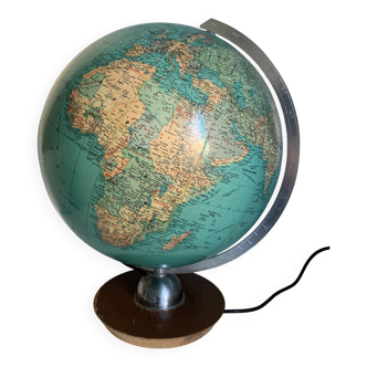 Globe vintage 1960 terrestre JRO Verlag bois PVC - 43 cm