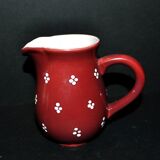 Vintage Elchinger pitcher in glazed ceramic with red polka dots