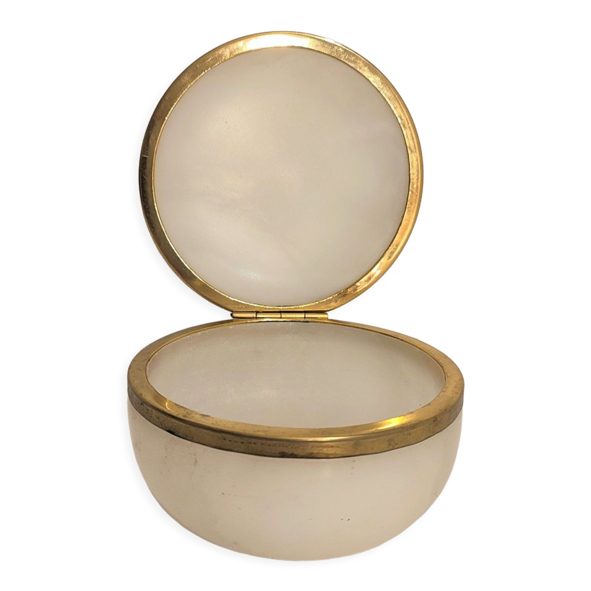 Round alabaster jewelry box