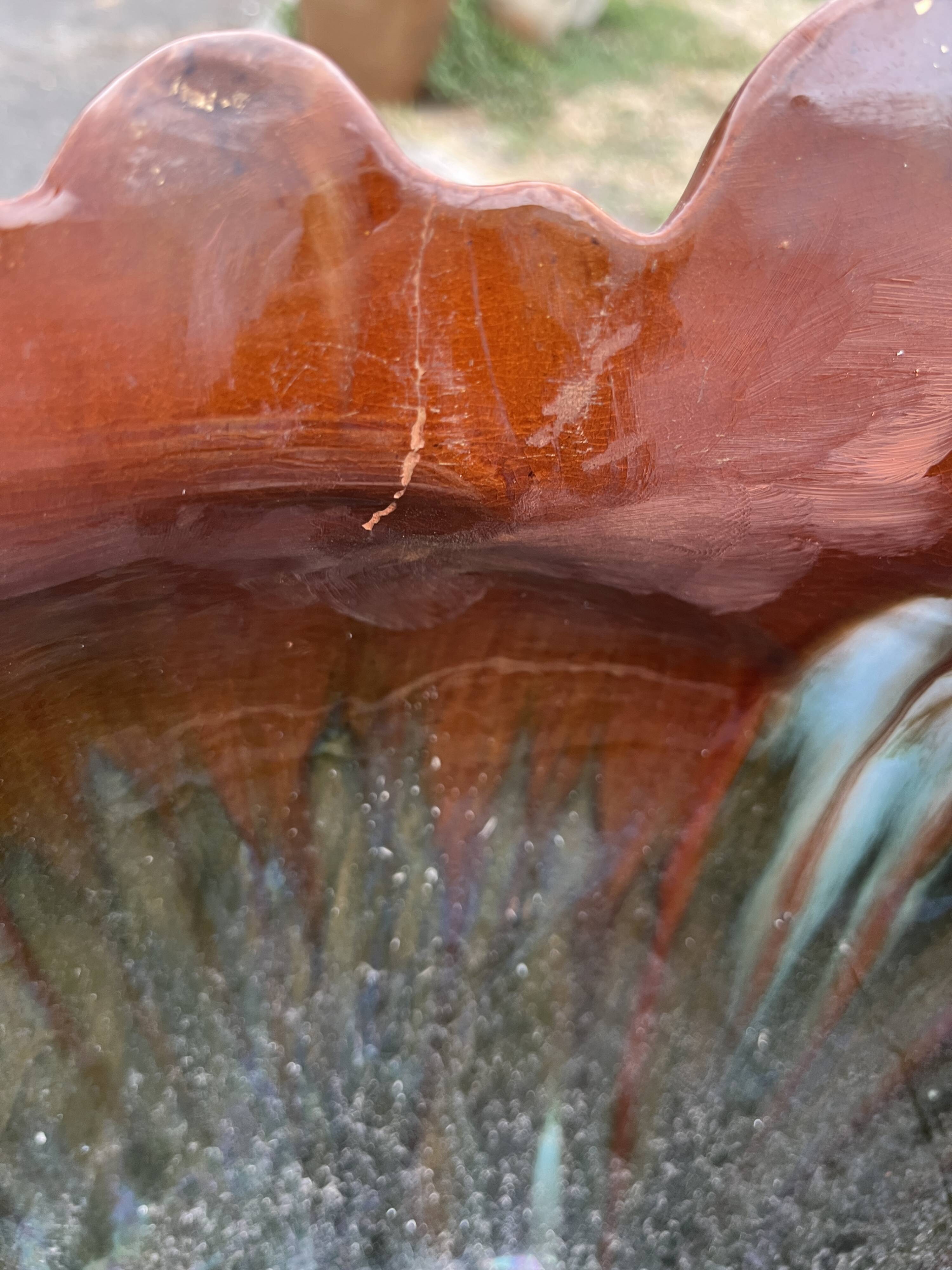 Flamed ceramic planter – in the style of Massier