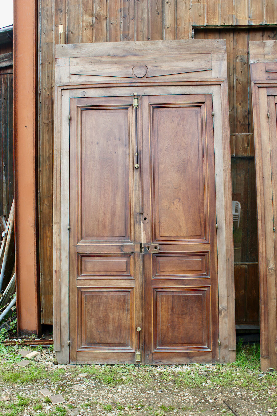 Woodwork Double Walnut Doors with Frame, Double Side XIXth
