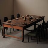 Large antique table in solid pine – France, around 1900