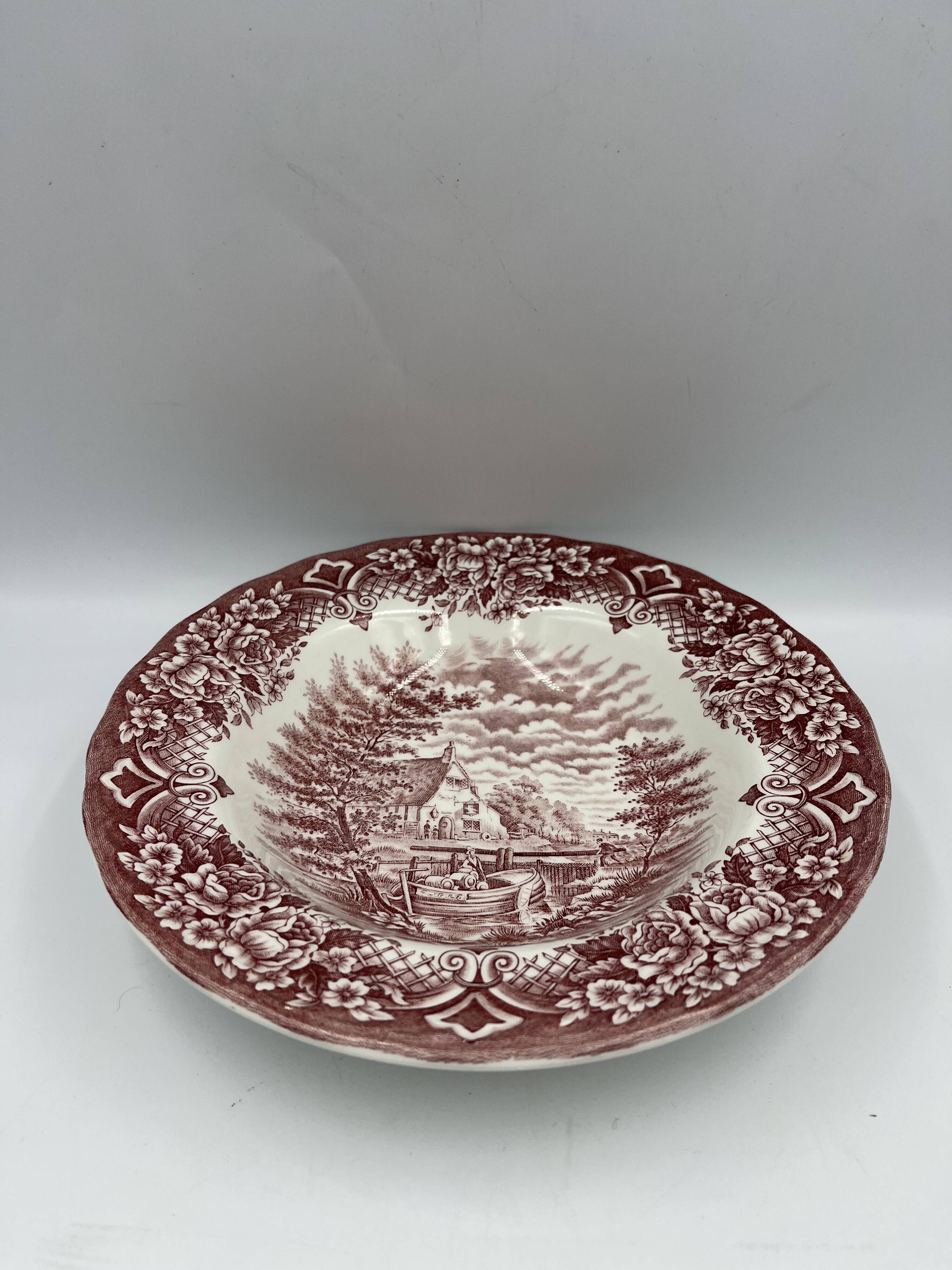 2 vintage english hollow plates staffordshire england