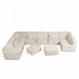German Modular Sofa Set (10 Pieces)  — Wood Frame & Velvety Textile