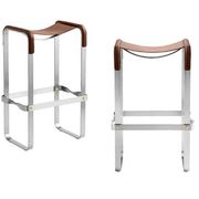 Brown and silver pair of stools without a backrest.
