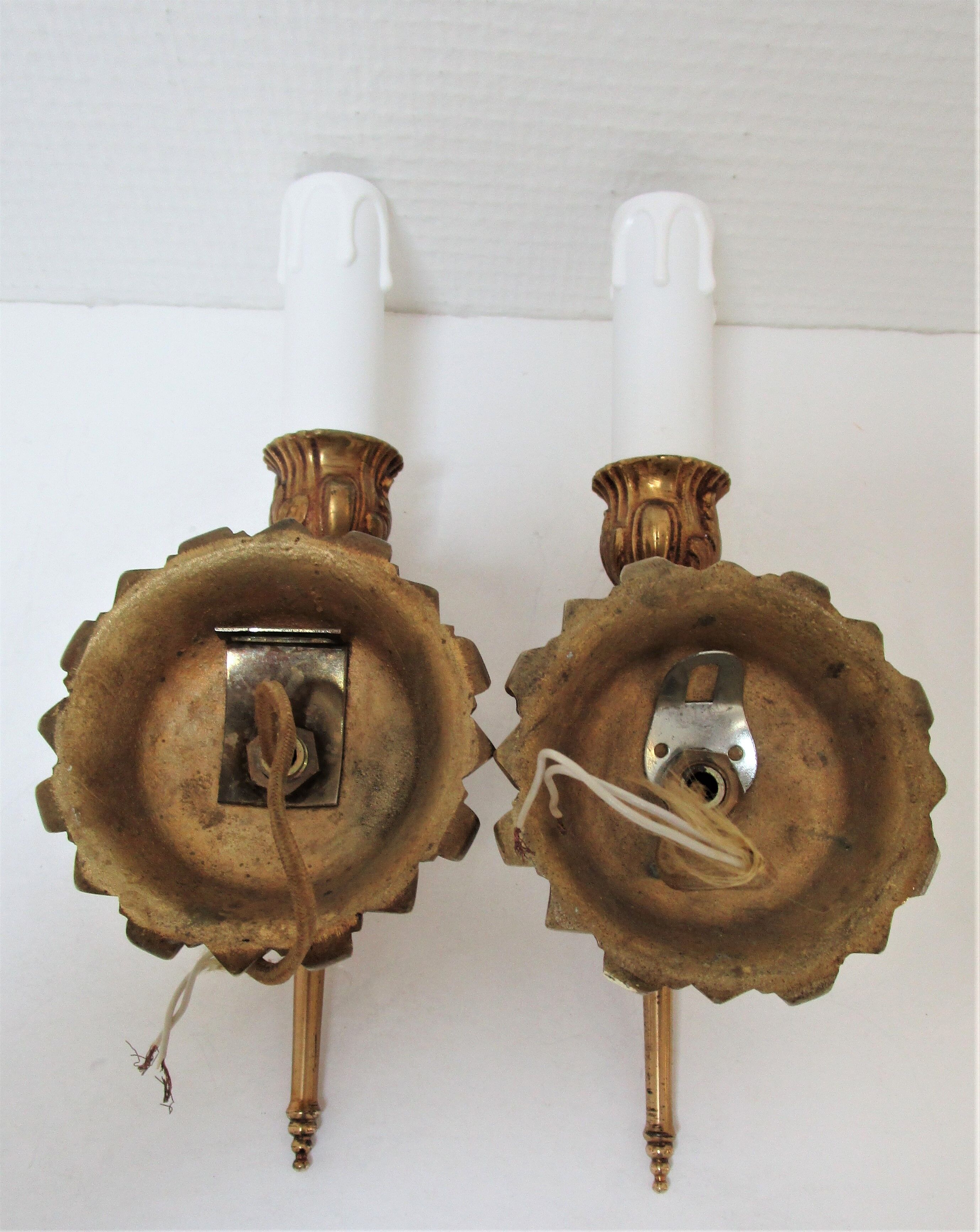 Pair of hand sconces bronze vintage brass