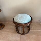 Pouf en rotin vintage