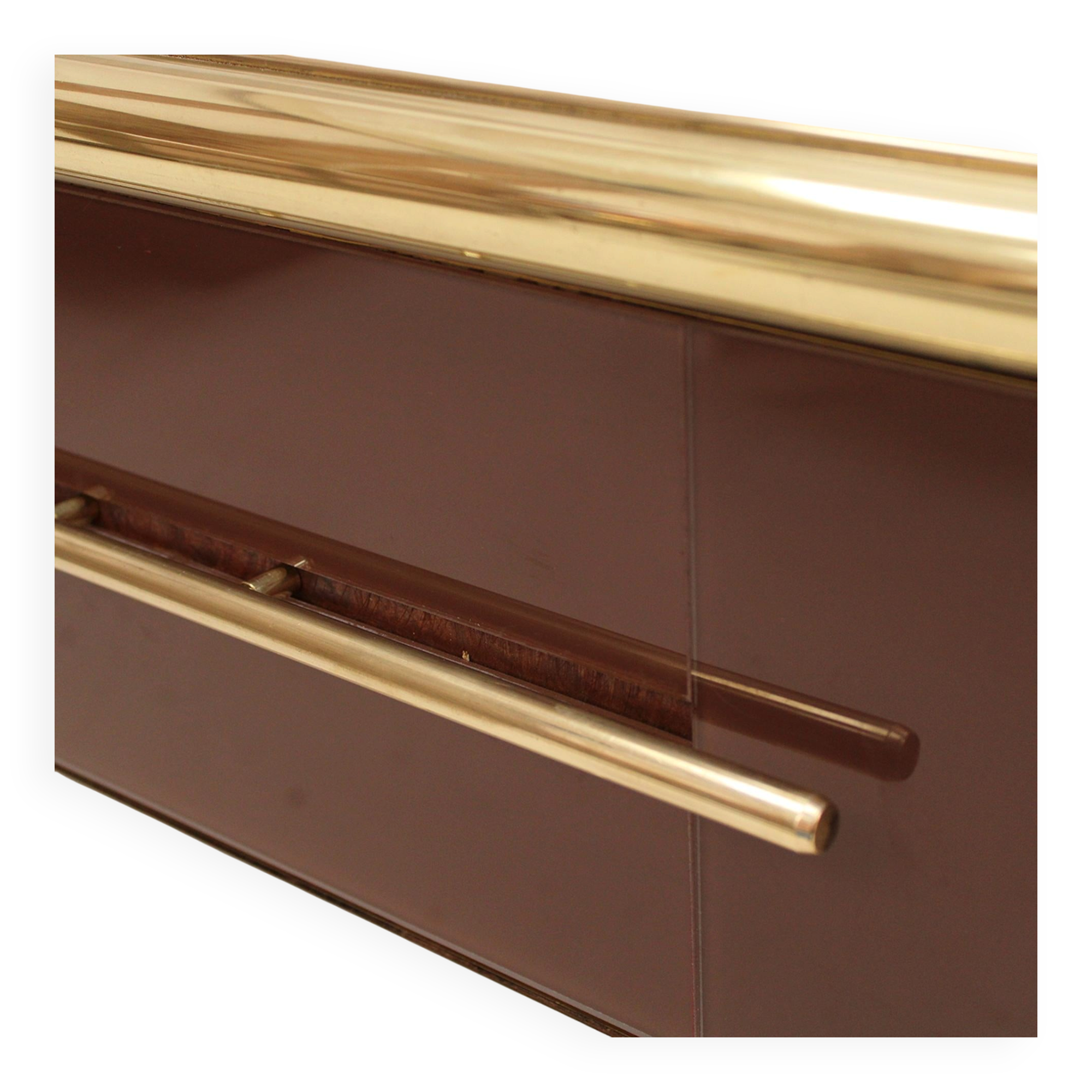 Mid-Century Modern Style Solid Wood and Colored Glass Italian Sideboard