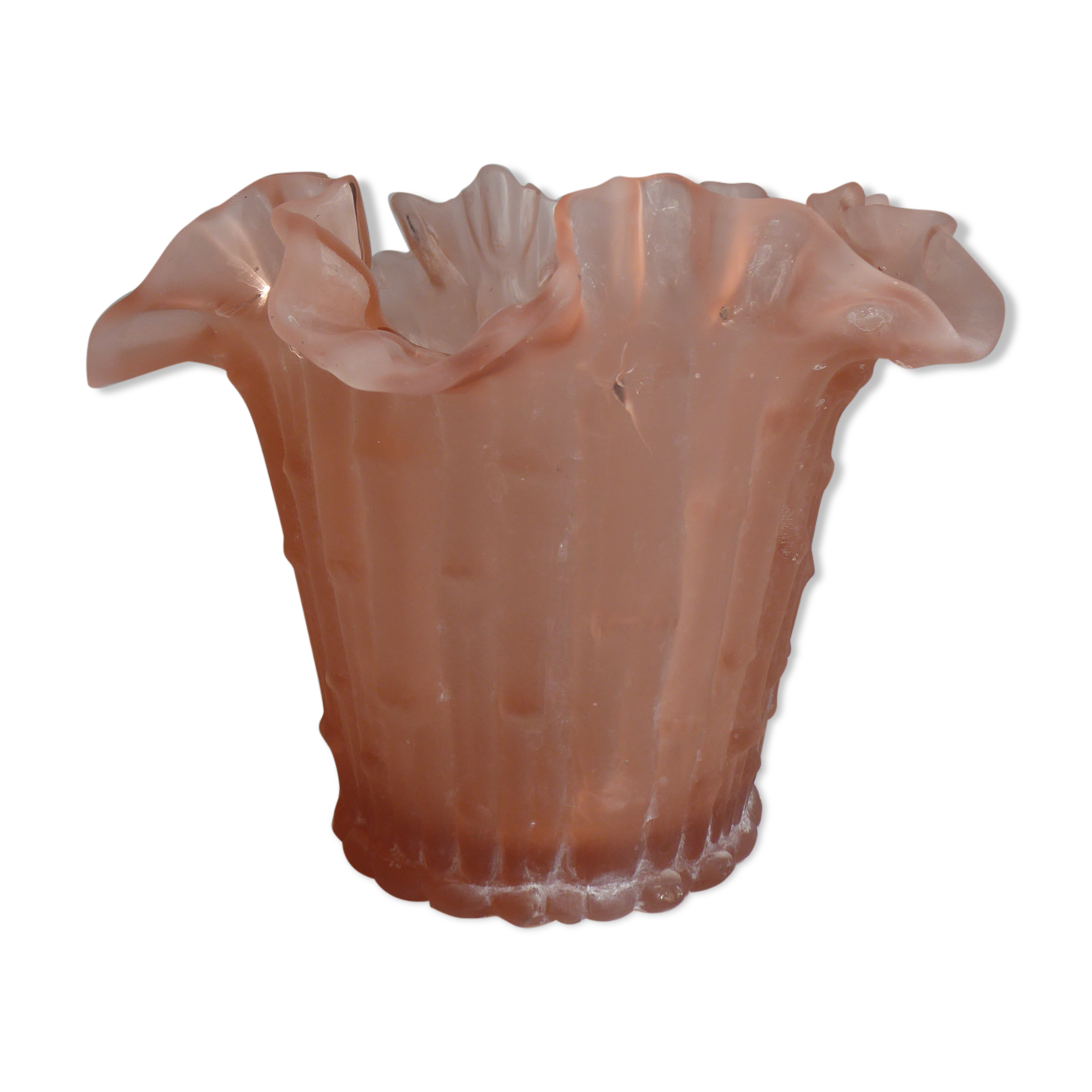 Pink frosted glass vase