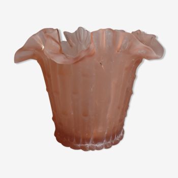Pink frosted glass vase