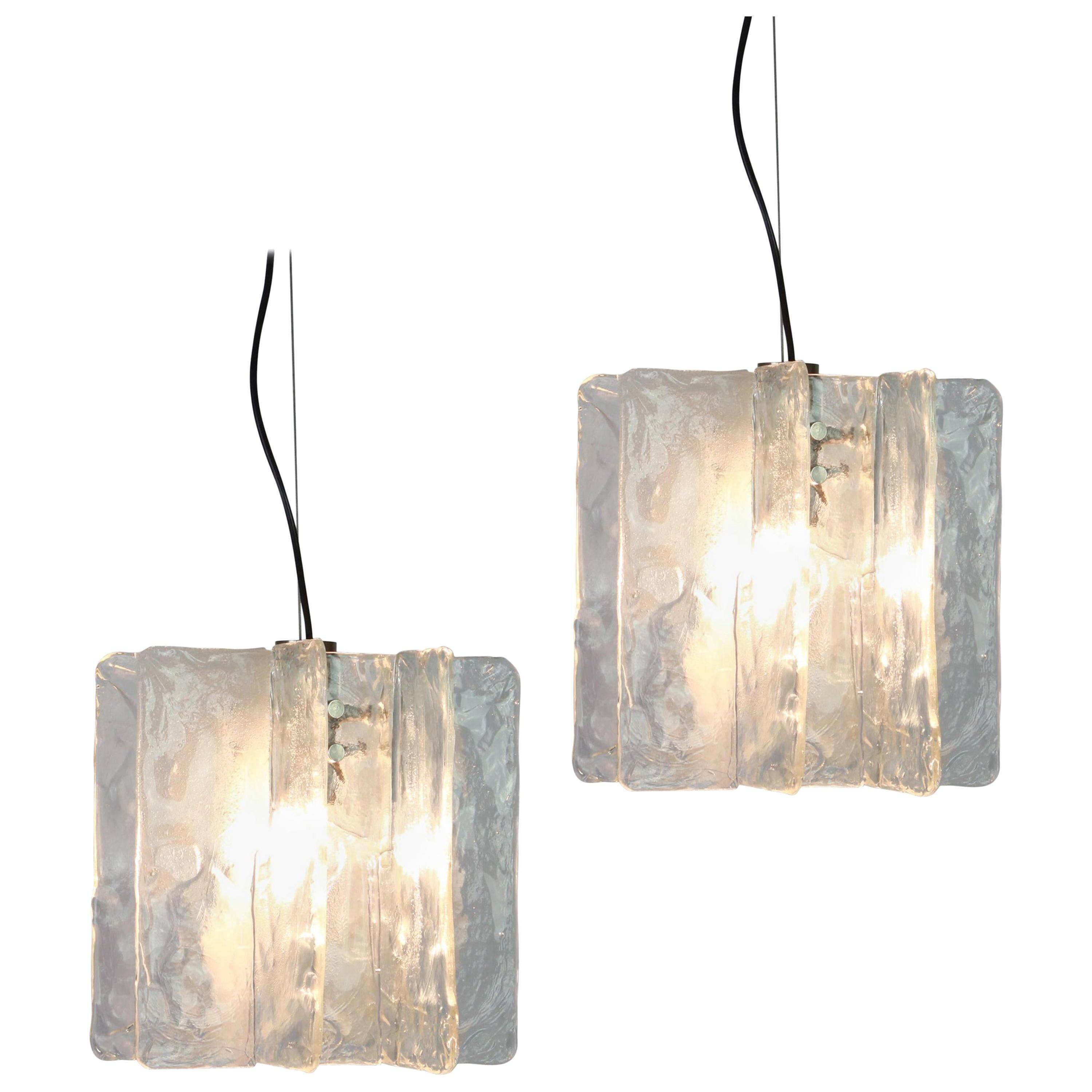 1 of 2 Murano glass chandeliers designed by Carlo Nason for Mazzega, 1970s.