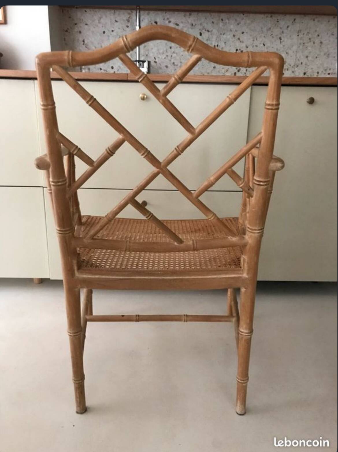 50s bamboo wood armchair