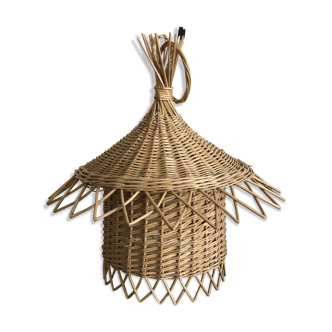 Wicker hanging lamp