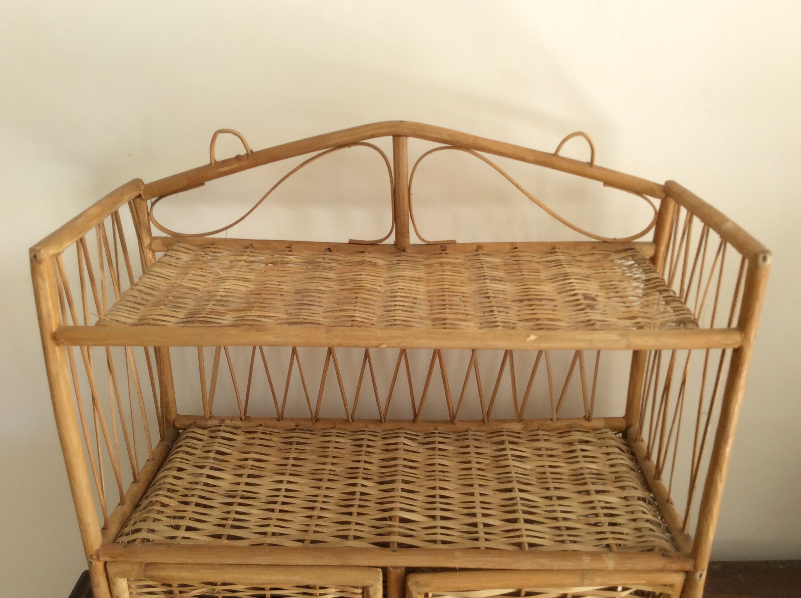 Vintage wicker wall shelf