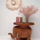 Vintage wicker and rattan elephant table 1970