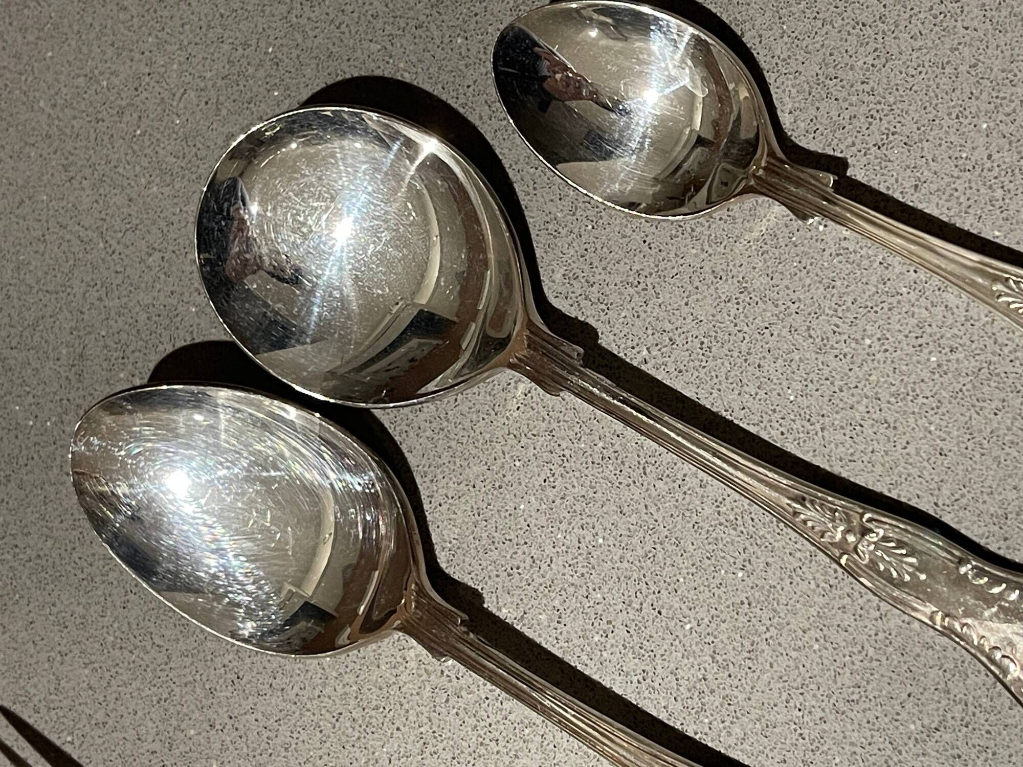 Table cutlery (knife and fork) silver-plated, set of 37 pieces, England, vintage Art Deco