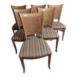 Lot de 6 chaises en bois et assise en tissu