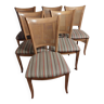 Lot de 6 chaises en bois et assise en tissu