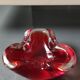 Murano Sommerso Ashtray/Vide Poche. Amber Iridescent Red Glass