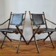 Pair of safari folding chairs in leather 1970-80