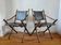 Pair of safari folding chairs in leather 1970-80