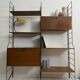 Bibliothèque vintage string en métal et teck