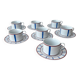 Set of 7 vintage Basque ceramic cups – blue stripes and