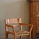 Tage Poulsen, a pair of brutalist chairs in pine and cord, Danish modern style, 1970s.