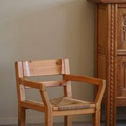 Tage Poulsen, a pair of brutalist chairs in pine and cord, Danish modern style, 1970s.